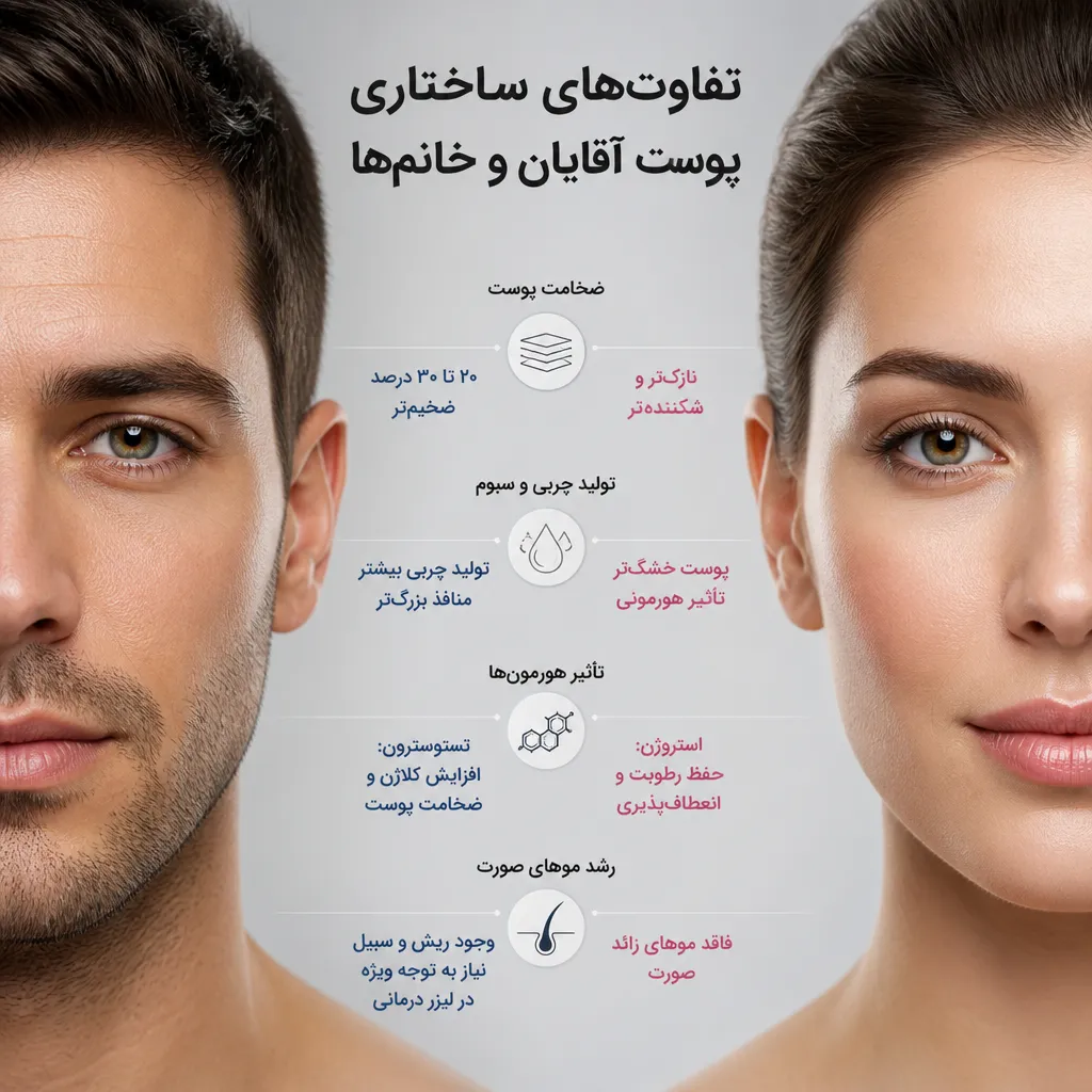 تفاوتهای ساختاری پوست آقایان و خانمها