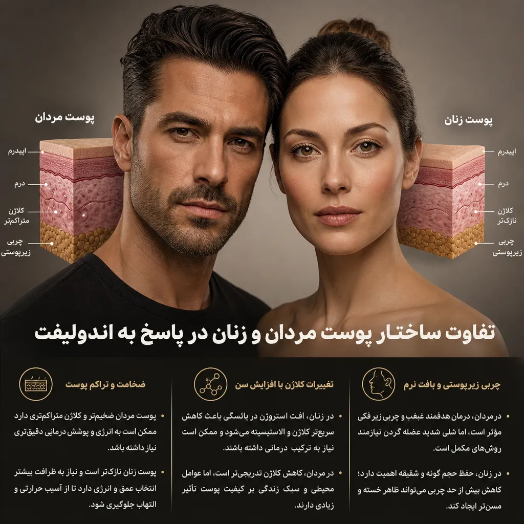 تفاوت ساختار پوست مردان و زنان در پاسخ به اندولیفت