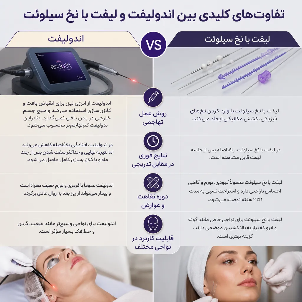 تفاوتهای کلیدی بین اندولیفت و لیفت با نخ سیلوئت