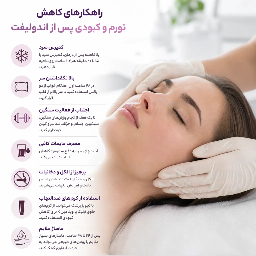 راهکارهای کاهش تورم و کبودی پس از اندولیفت