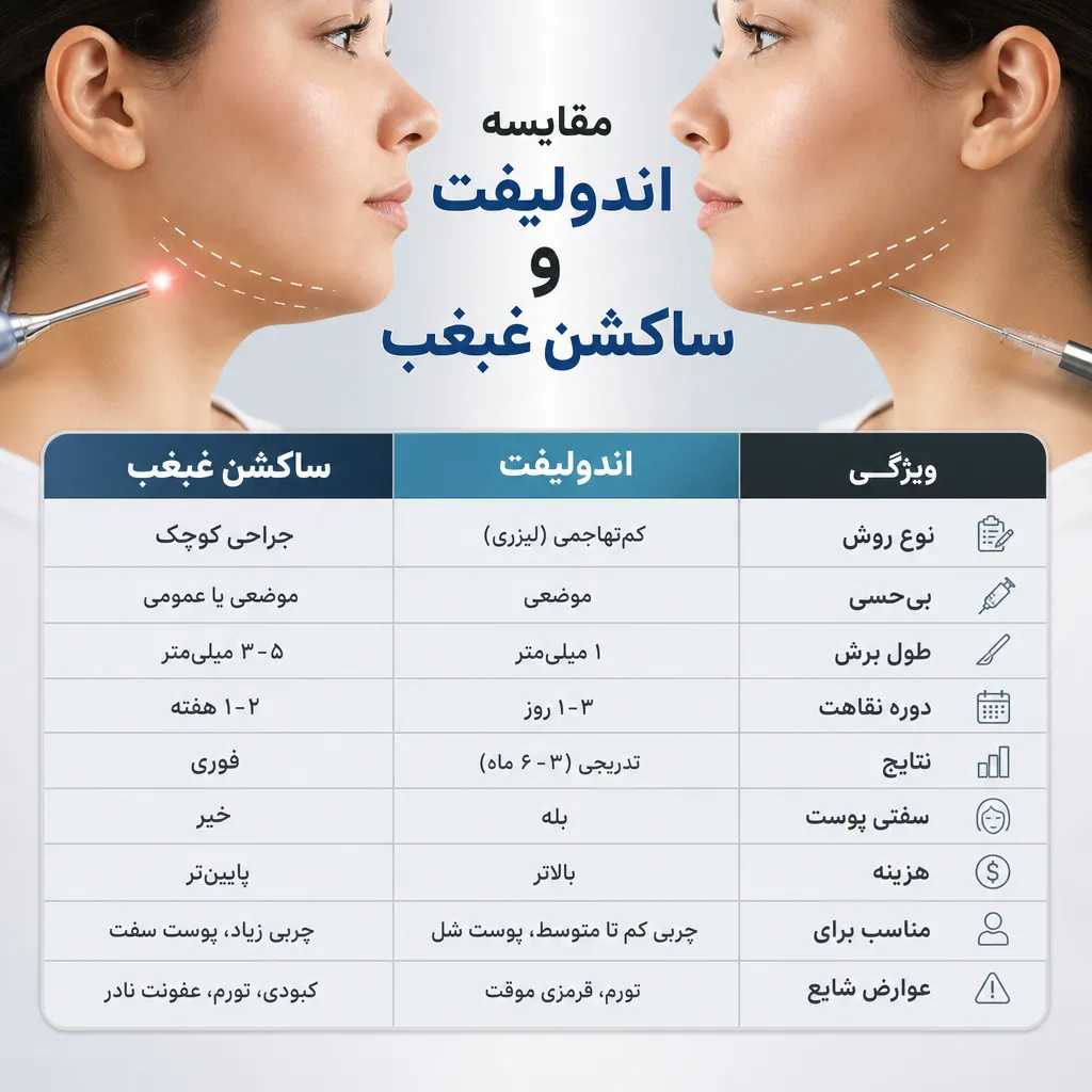 مقایسه اندولیفت و ساکشن غبغب