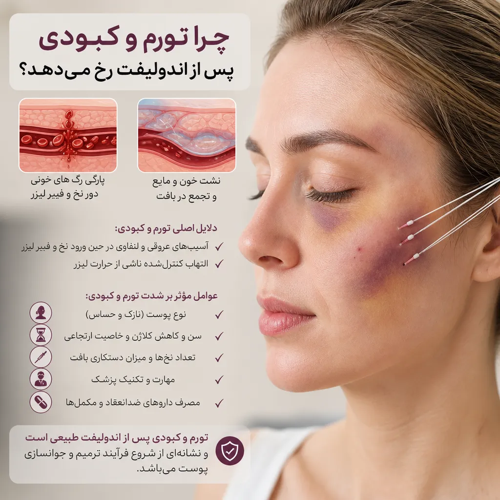 چرا تورم و کبودی پس از اندولیفت رخ میدهد؟